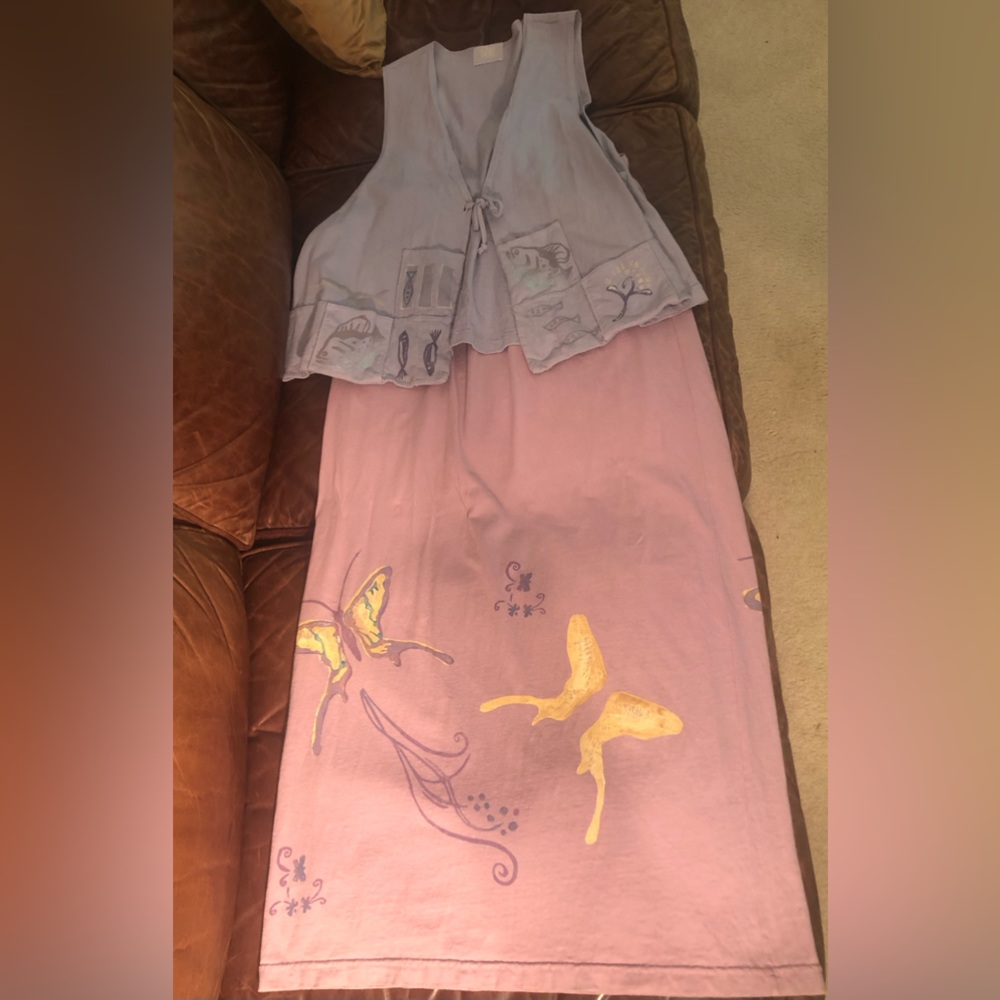 Vintage Blue Fish Clothing skirt set